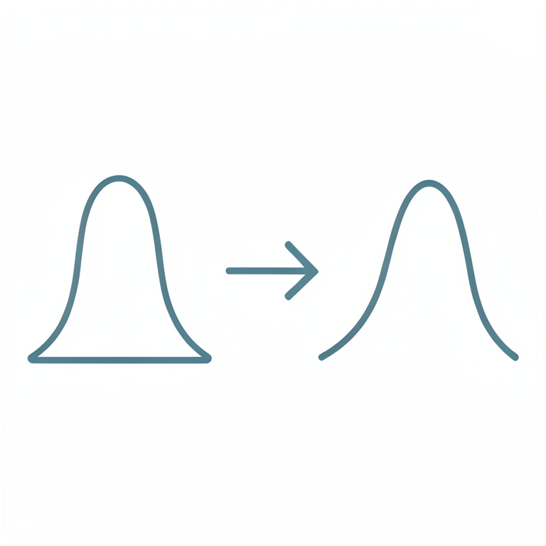 AI-generated conceptual illustration (mathematical probability density curves). It explains the idea and does not show study data.