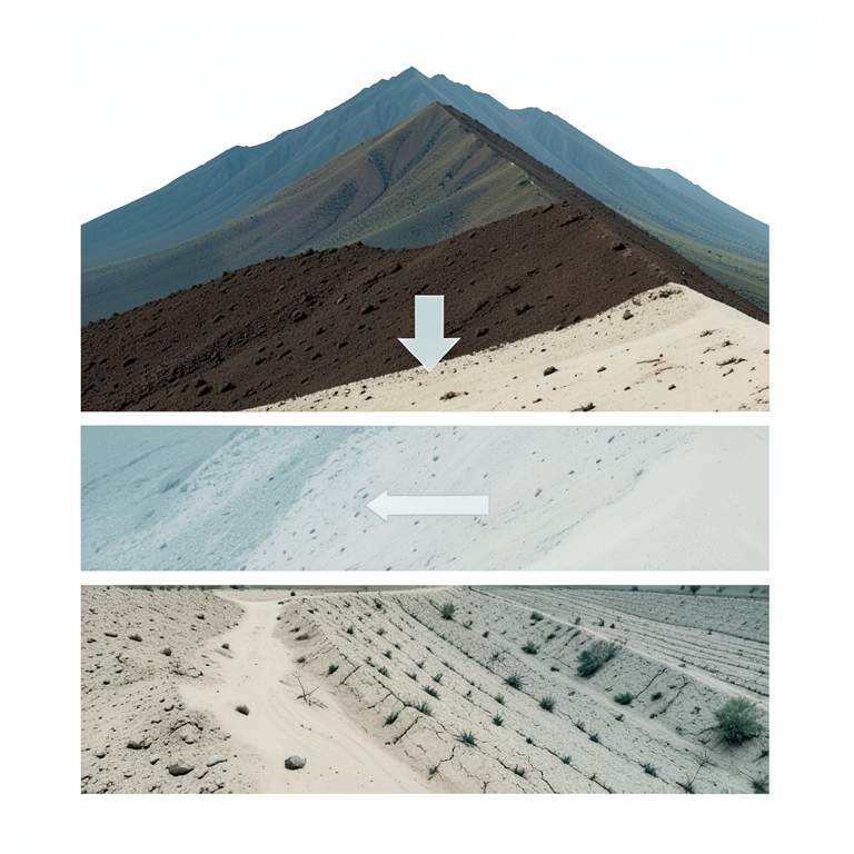 AI-generated conceptual illustration (Kenyan highland soil profiles across a mountain slope). It explains the idea and does not show study data.