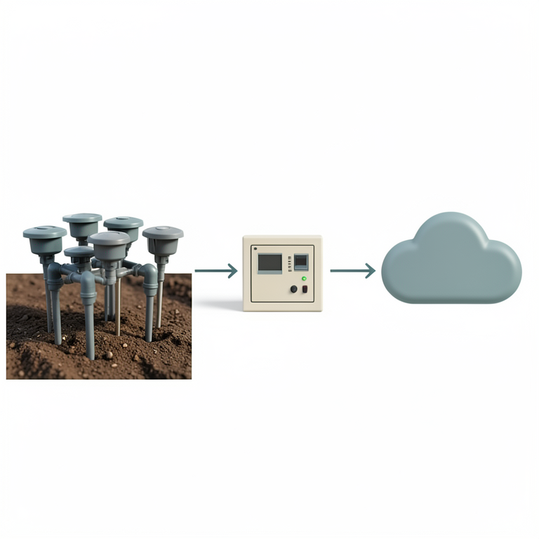AI-generated conceptual illustration (Agricultural field in Azerbaijan with an automated irrigation system). It explains the idea and does not show study data.