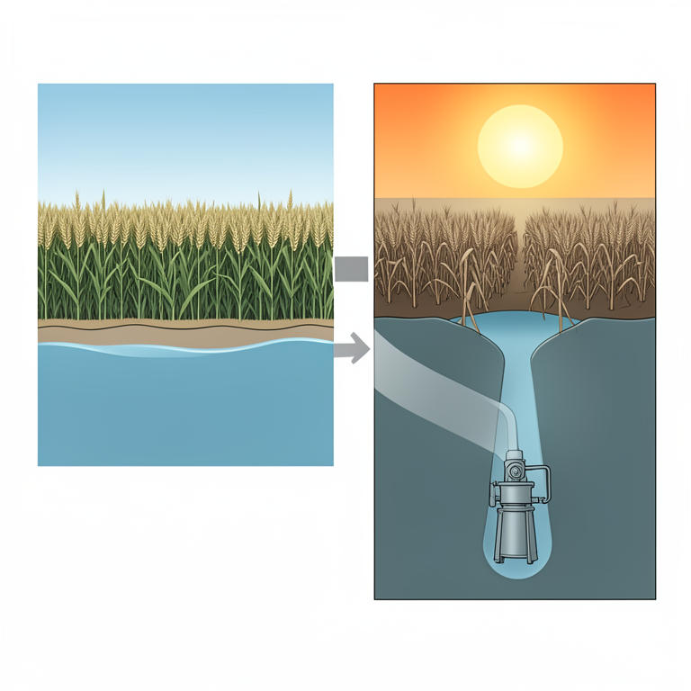 AI-generated conceptual illustration (Wheat fields and groundwater aquifers in Haryana, India). It explains the idea and does not show study data.
