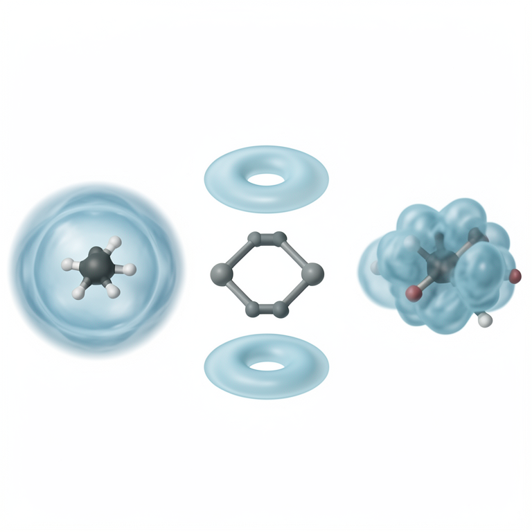 AI-generated conceptual illustration (Methane, benzene, and formaldehyde molecules). It explains the idea and does not show study data.