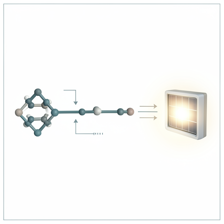 AI-generated conceptual illustration (Donor-acceptor conjugated polymer chains). It explains the idea and does not show study data.
