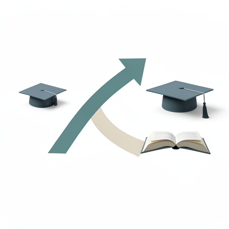 AI-generated conceptual illustration (Open books and academic graduation caps). It explains the idea and does not show study data.