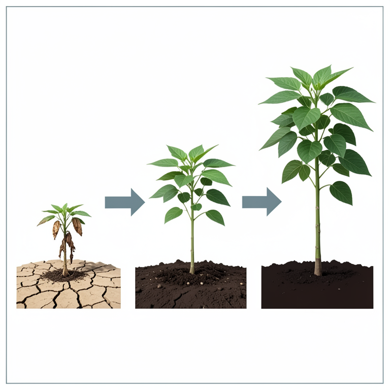 AI-generated conceptual illustration (Jatropha curcas saplings). It explains the idea and does not show study data.