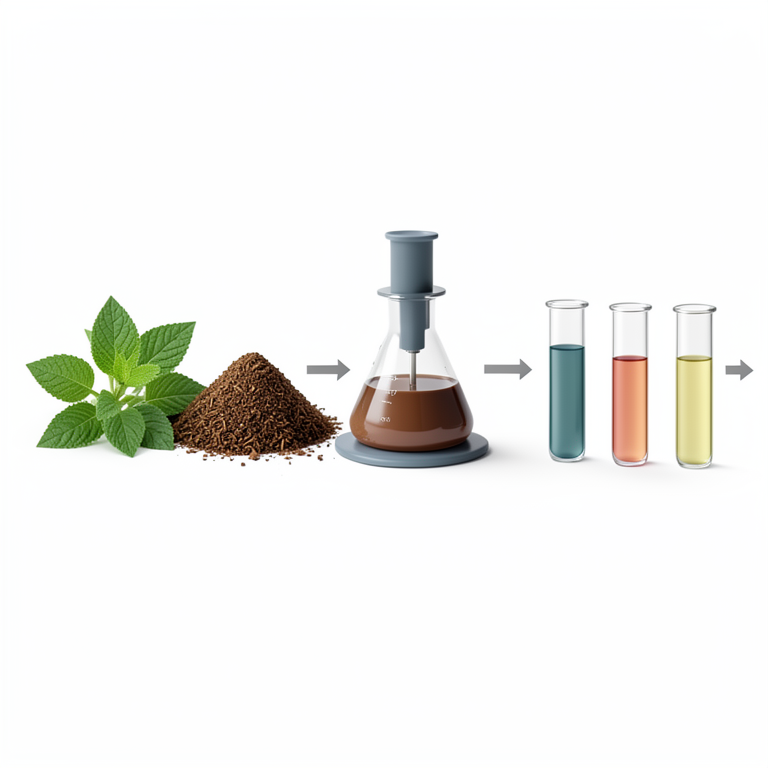 AI-generated conceptual illustration (Medicinal plant leaves from Rajasthan (Cocculus hirsutus, Solanum nigrum, Datura innoxia, Cuscuta reflexa, and Solanum s). It explains the idea and does not show study data.