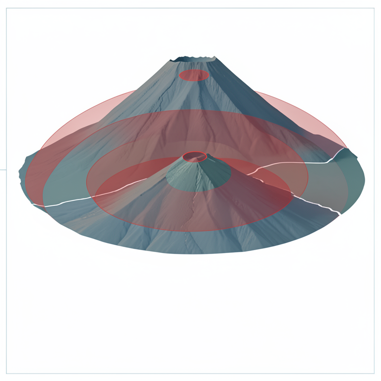 AI-generated conceptual illustration (Mount Merapi volcano and surrounding landscape). It explains the idea and does not show study data.