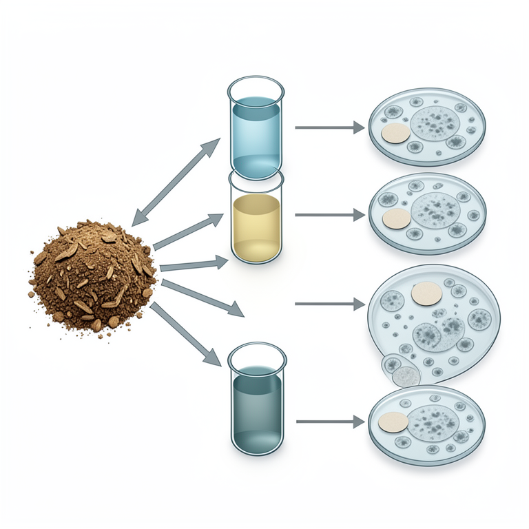 AI-generated conceptual illustration (Ganoderma lucidum mushrooms and bacterial colonies in petri dishes). It explains the idea and does not show study data.