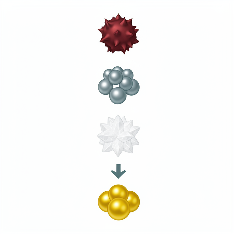 AI-generated conceptual illustration (Copper-oxide, silver, zinc-oxide, and gold nanoparticles). It explains the idea and does not show study data.