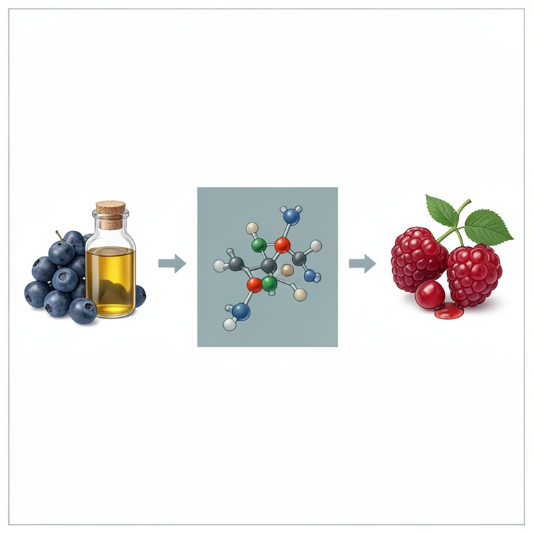 AI-generated conceptual illustration (Fresh berries and plant-derived phenolic extracts). It explains the idea and does not show study data.