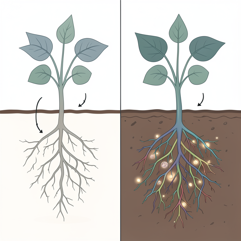 AI-generated conceptual illustration (soybean plants in soil). It explains the idea and does not show study data.