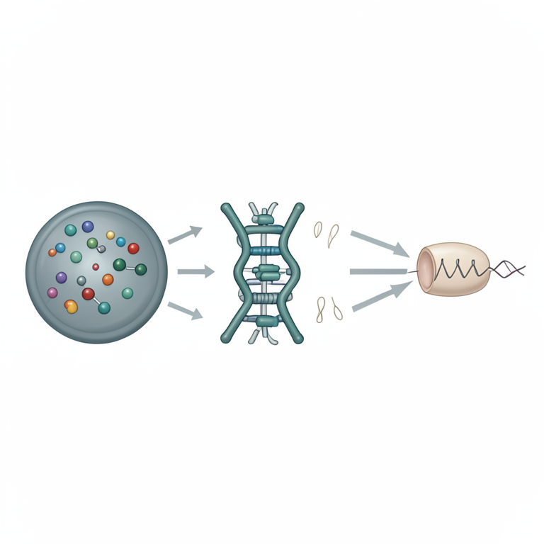 AI-generated conceptual illustration (human cell nucleus and DNA). It explains the idea and does not show study data.
