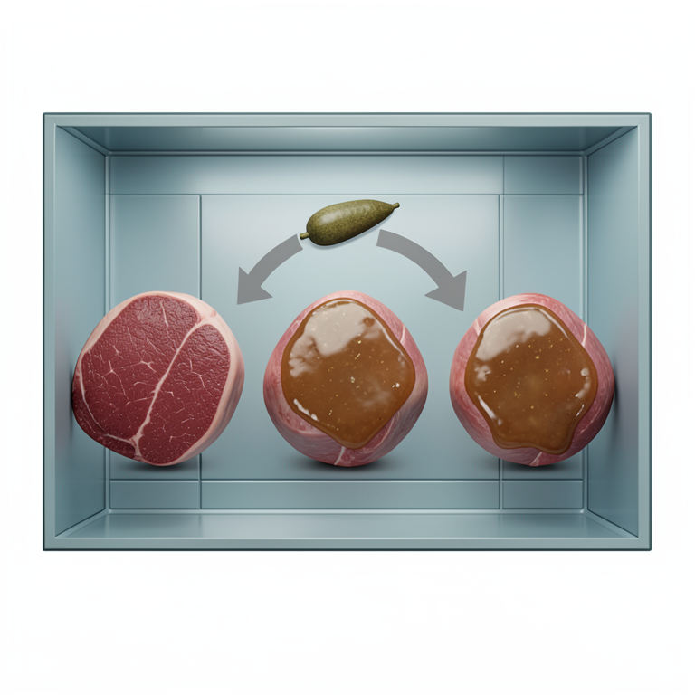 AI-generated conceptual illustration (raw beef muscle cuts). It explains the idea and does not show study data.
