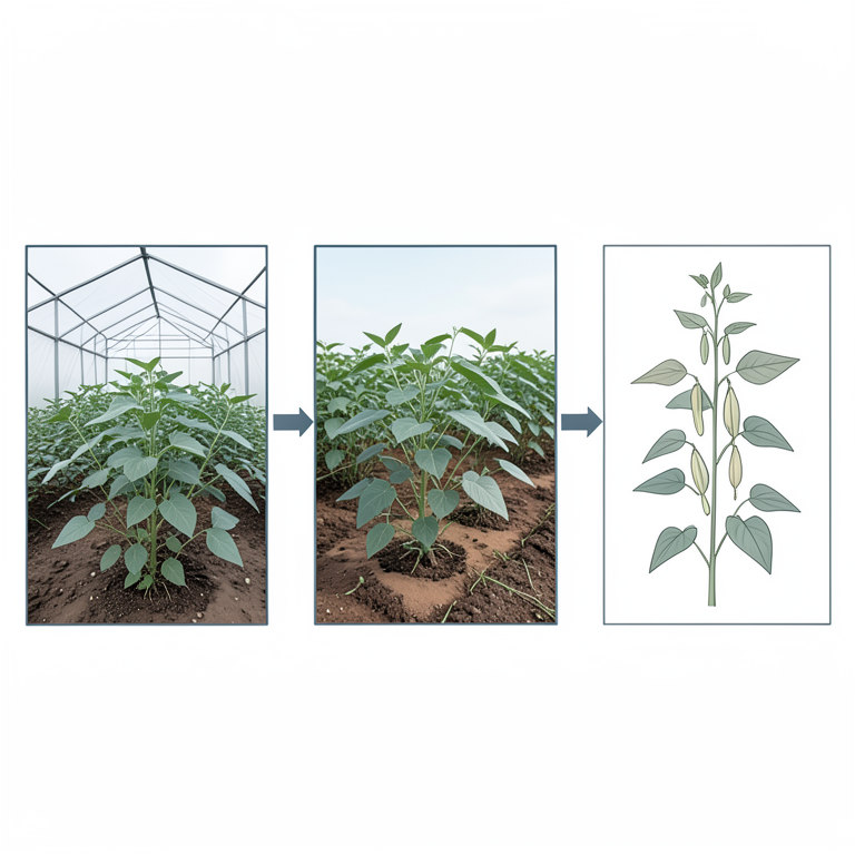 AI-generated conceptual illustration (mungbean plants). It explains the idea and does not show study data.