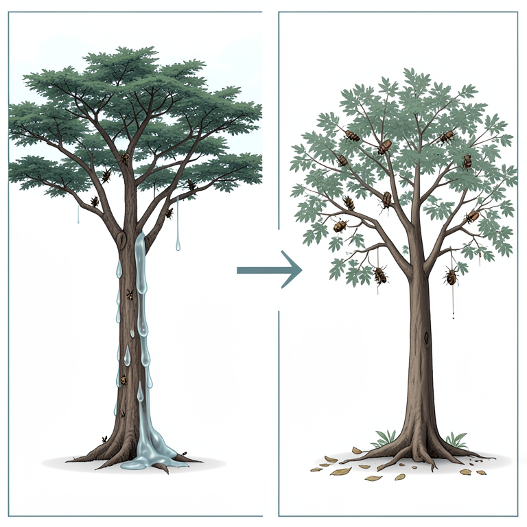 AI-generated conceptual illustration (Acacia senegal and Faidherbia albida trees). It explains the idea and does not show study data.