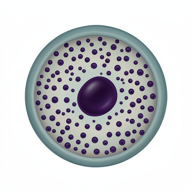 AI-generated conceptual illustration (canine mast cell). It explains the idea and does not show study data.