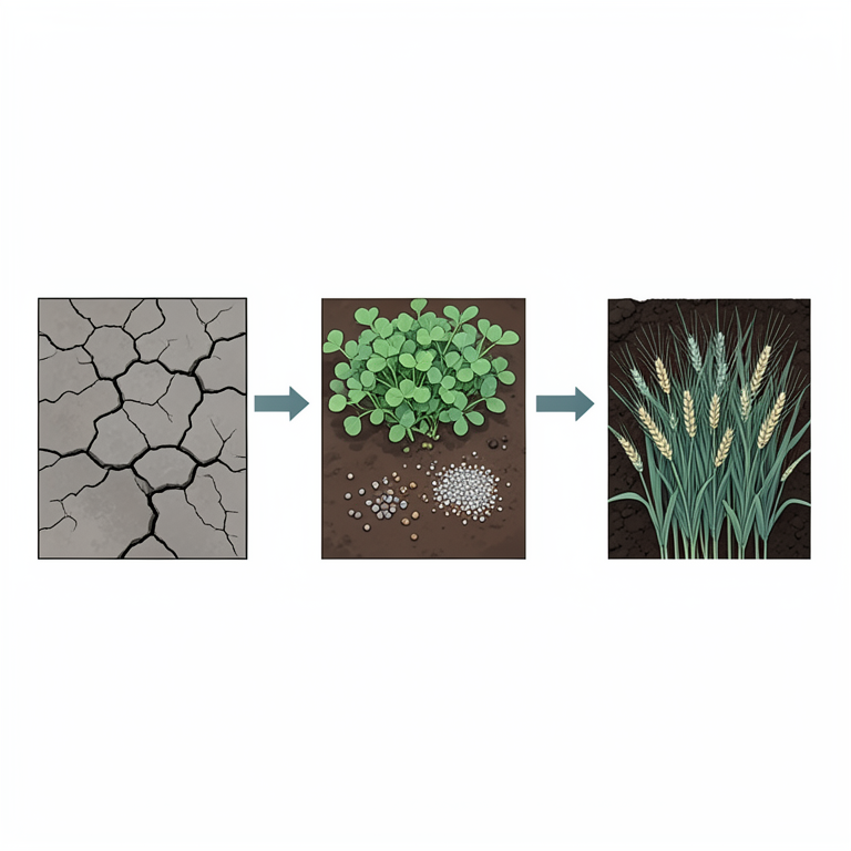 AI-generated conceptual illustration (mountain gray-brown soil and crops). It explains the idea and does not show study data.