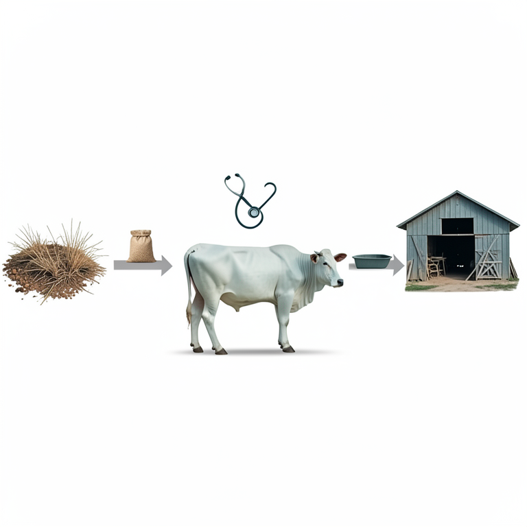 AI-generated conceptual illustration (Gir cows in a rural Indian farm setting). It explains the idea and does not show study data.