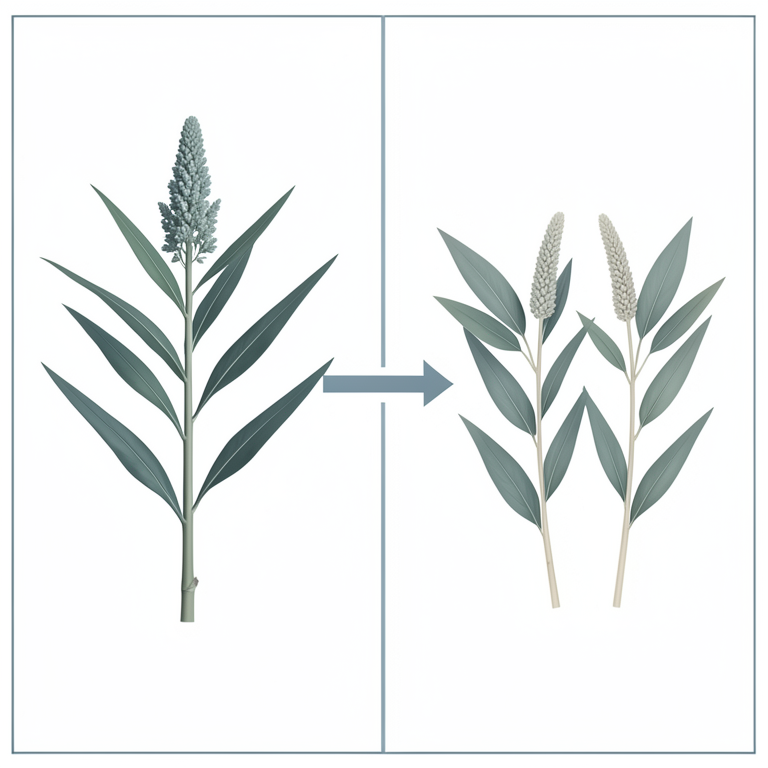 AI-generated conceptual illustration (finger millet plants (Eleusine coracana)). It explains the idea and does not show study data.