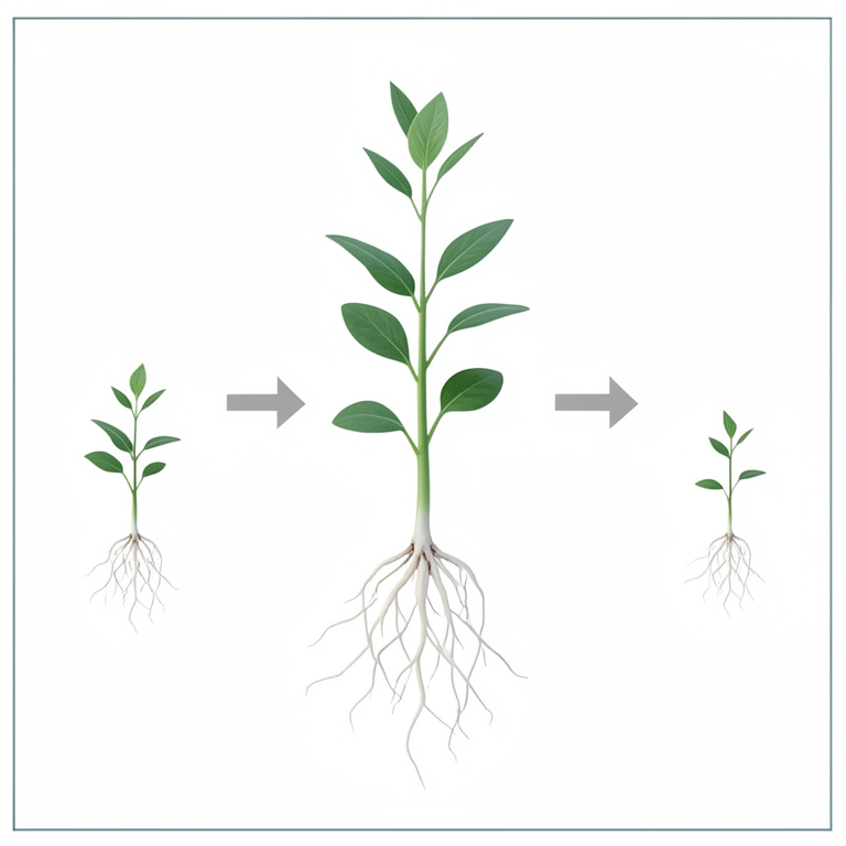 AI-generated conceptual illustration (common bean seedlings (Phaseolus vulgaris L.)). It explains the idea and does not show study data.