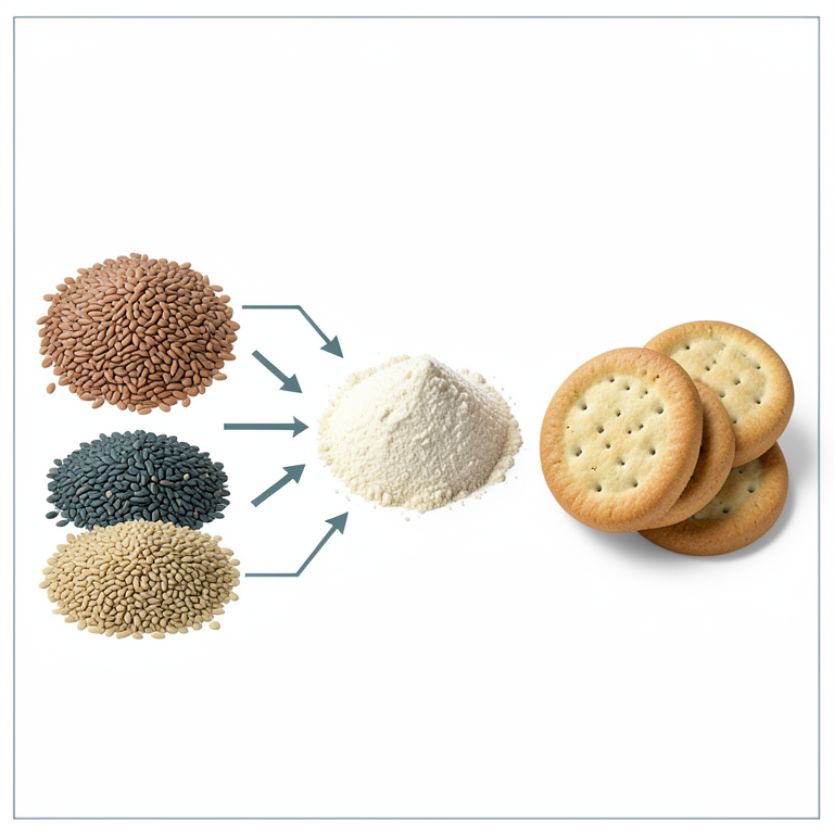 AI-generated conceptual illustration (millet-based gluten-free biscuits). It explains the idea and does not show study data.