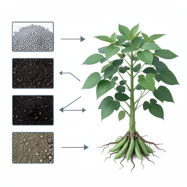 AI-generated conceptual illustration (groundnut plants (Arachis hypogaea L.)). It explains the idea and does not show study data.