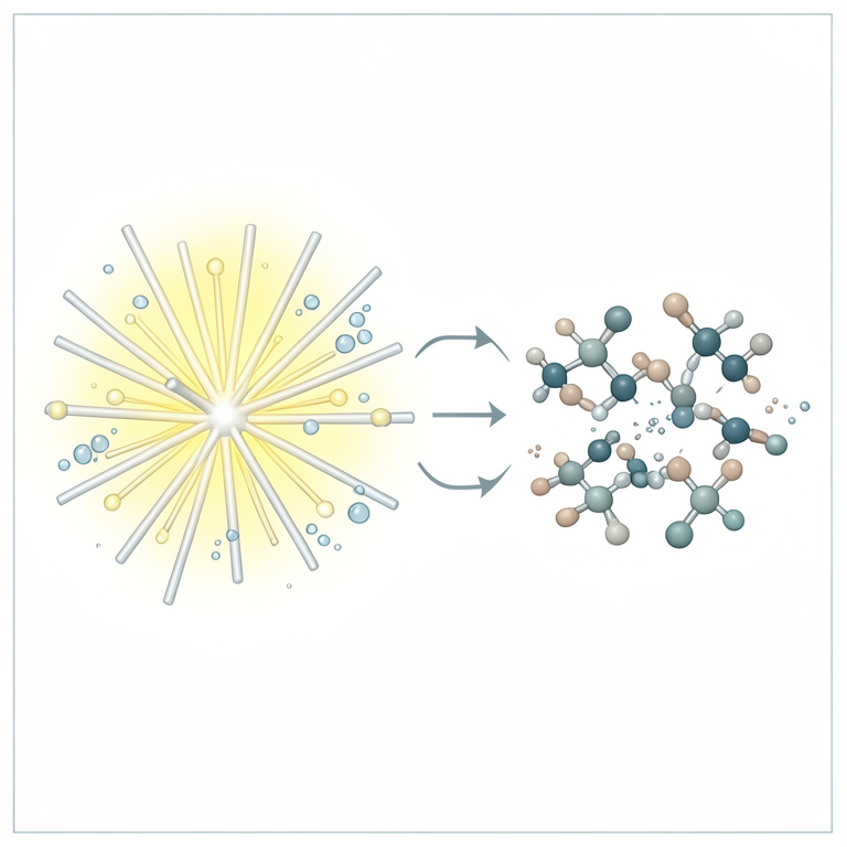 AI-generated conceptual illustration (Zinc oxide nanorods in water containing pharmaceutical molecules). It explains the idea and does not show study data.