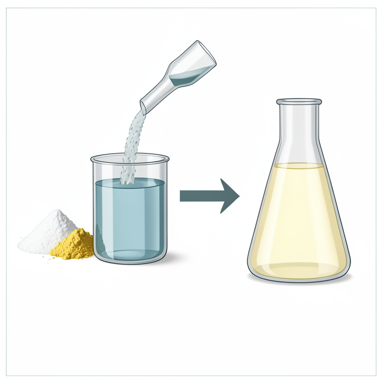 AI-generated conceptual illustration (coconut water powder, banana powder, and distilled water in laboratory glassware). It explains the idea and does not show study data.