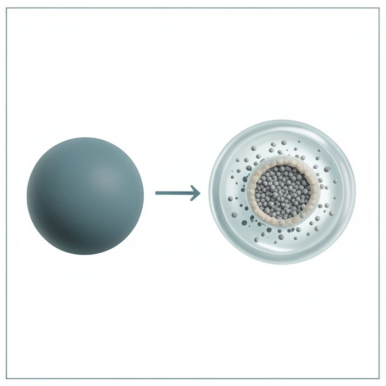 AI-generated conceptual illustration (metformin hydrochloride microspheres). It explains the idea and does not show study data.