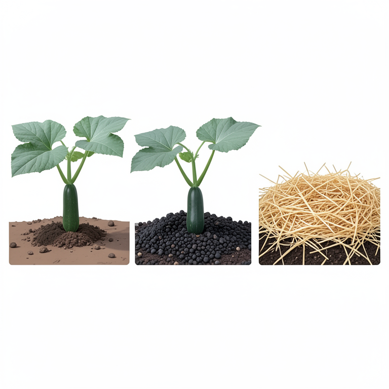 AI-generated conceptual illustration (zucchini plants (Cucurbita pepo L.)). It explains the idea and does not show study data.