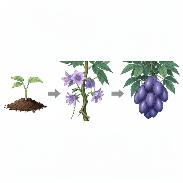 AI-generated conceptual illustration (passion fruit vines (Passiflora edulis)). It explains the idea and does not show study data.