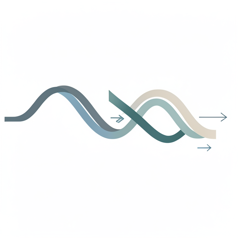 AI-generated conceptual illustration (A sequence of overlapping S-shaped curves representing technological adoption). It explains the idea and does not show study data.