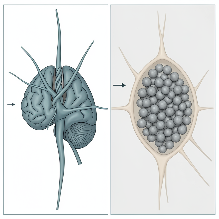 AI-generated conceptual illustration (human brain neurons and extracellular space). It explains the idea and does not show study data.