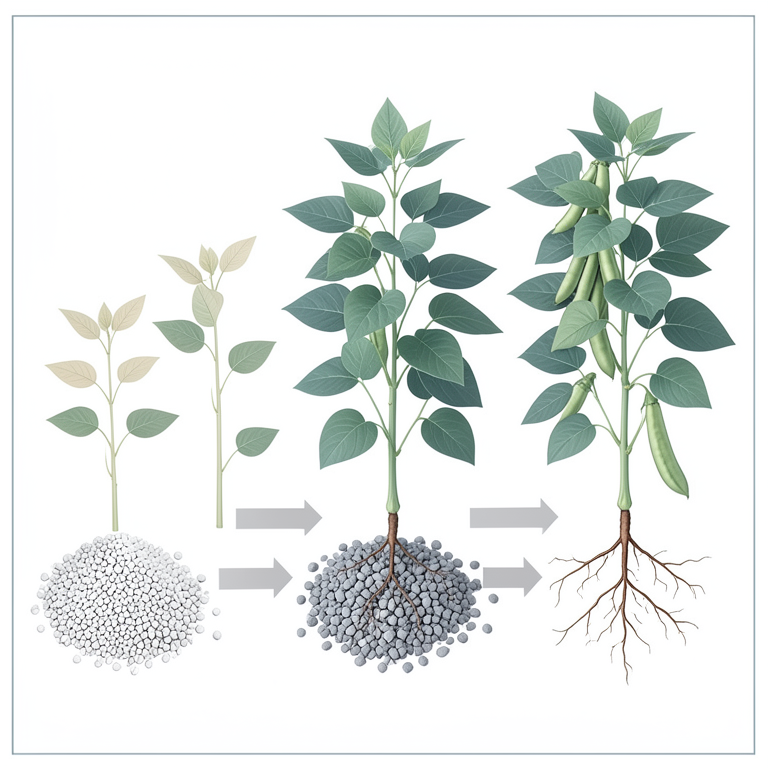 AI-generated conceptual illustration (common bean plants (Phaseolus vulgaris)). It explains the idea and does not show study data.