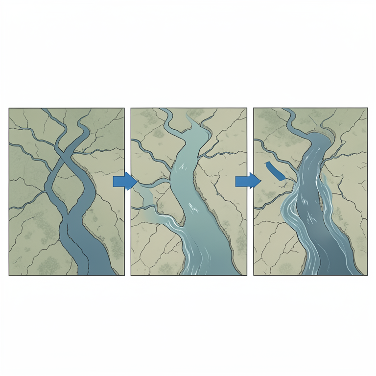 AI-generated conceptual illustration (The river basins of Bihar, India, featuring the Ganges, Kosi, Bagmati, and Gandak rivers flowing through a flat alluvial). It explains the idea and does not show study data.