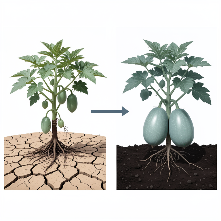 AI-generated conceptual illustration (wild and cultivated melon plants (Cucumis melo)). It explains the idea and does not show study data.