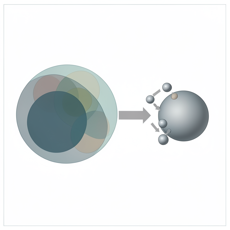 AI-generated conceptual illustration (Abstract geometric representations of mathematical groups as overlapping translucent spheres). It explains the idea and does not show study data.