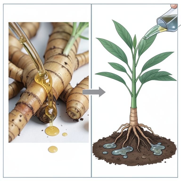 AI-generated conceptual illustration (turmeric plants). It explains the idea and does not show study data.