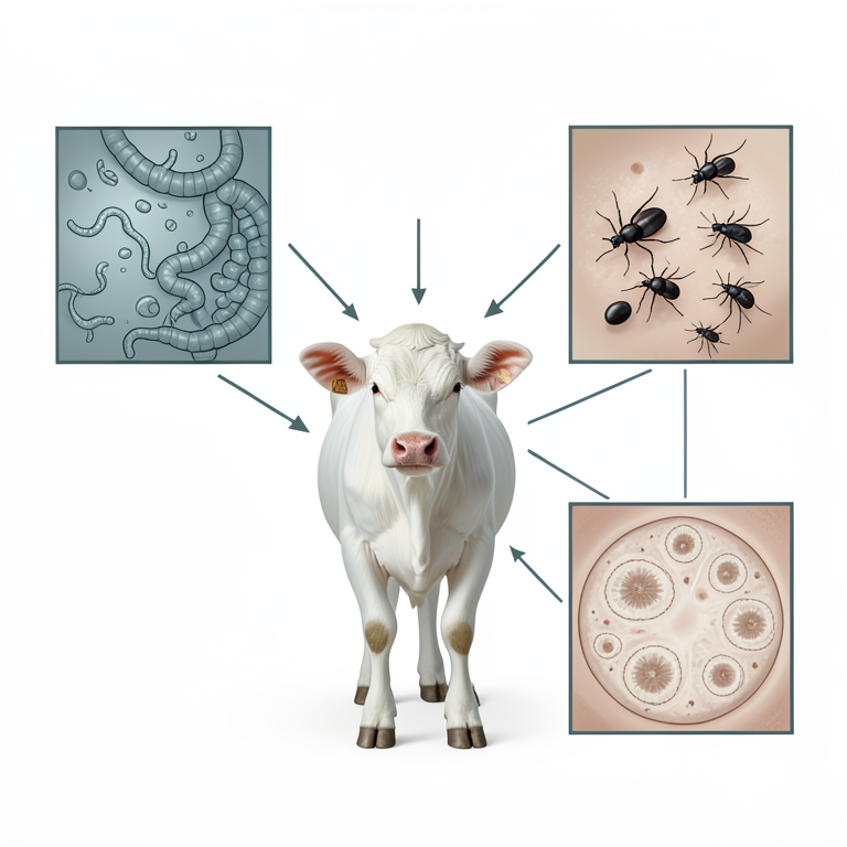 AI-generated conceptual illustration (calf (Bos taurus)). It explains the idea and does not show study data.