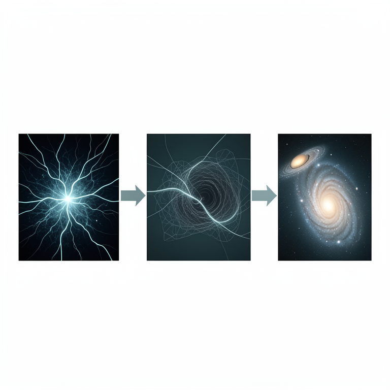 AI-generated conceptual illustration (The early universe and evolving galaxies). It explains the idea and does not show study data.