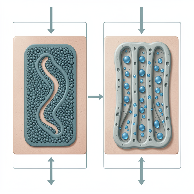 AI-generated conceptual illustration (transdermal polymer patches on human skin). It explains the idea and does not show study data.
