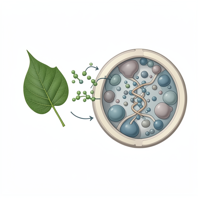 AI-generated conceptual illustration (Neem (Azadirachta indica) leaf extract and bacterial cells). It explains the idea and does not show study data.