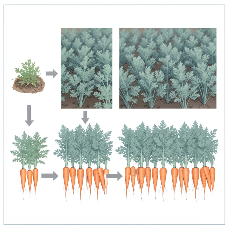 AI-generated conceptual illustration (carrot plants in agricultural fields). It explains the idea and does not show study data.
