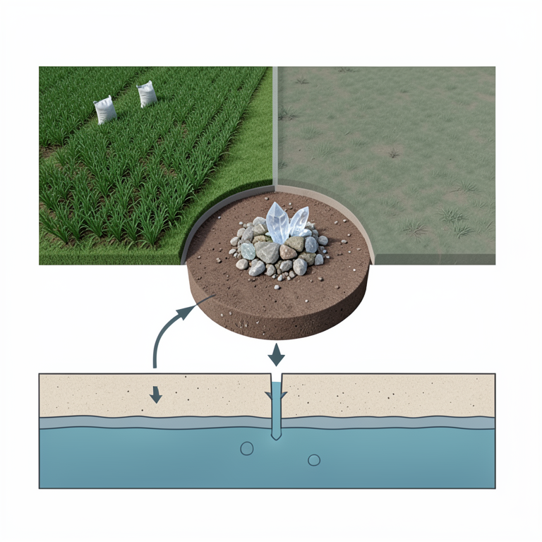 AI-generated conceptual illustration (An agricultural watershed with diverse geological terrain). It explains the idea and does not show study data.
