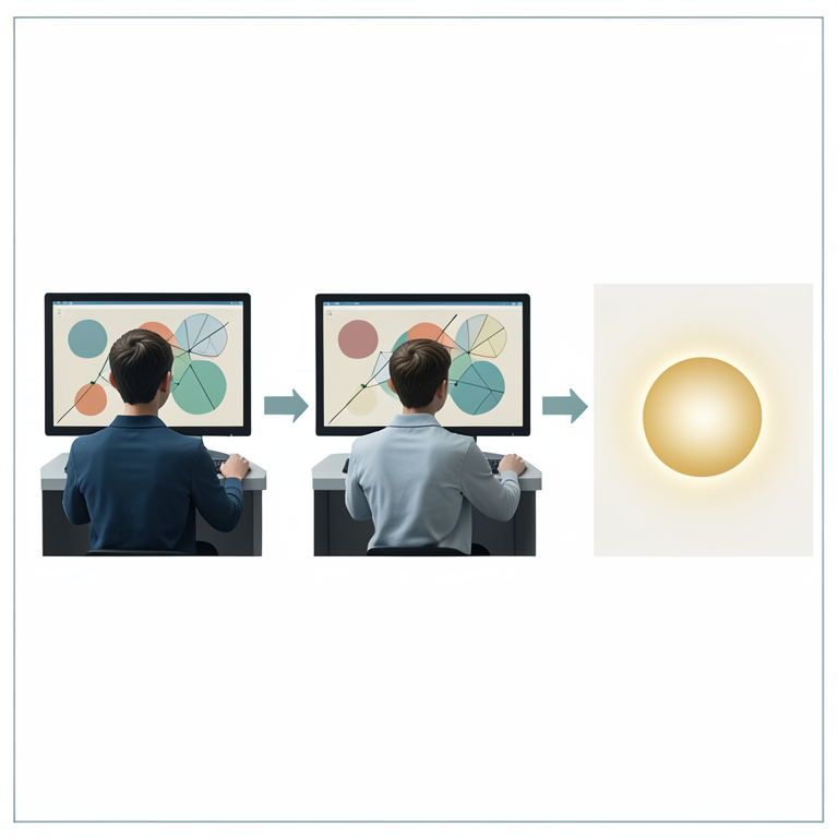 AI-generated conceptual illustration (students using computers with geometry software). It explains the idea and does not show study data.
