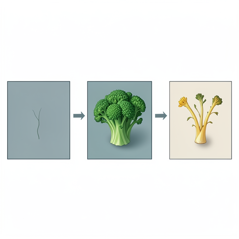 AI-generated conceptual illustration (broccoli plant tissue culture). It explains the idea and does not show study data.