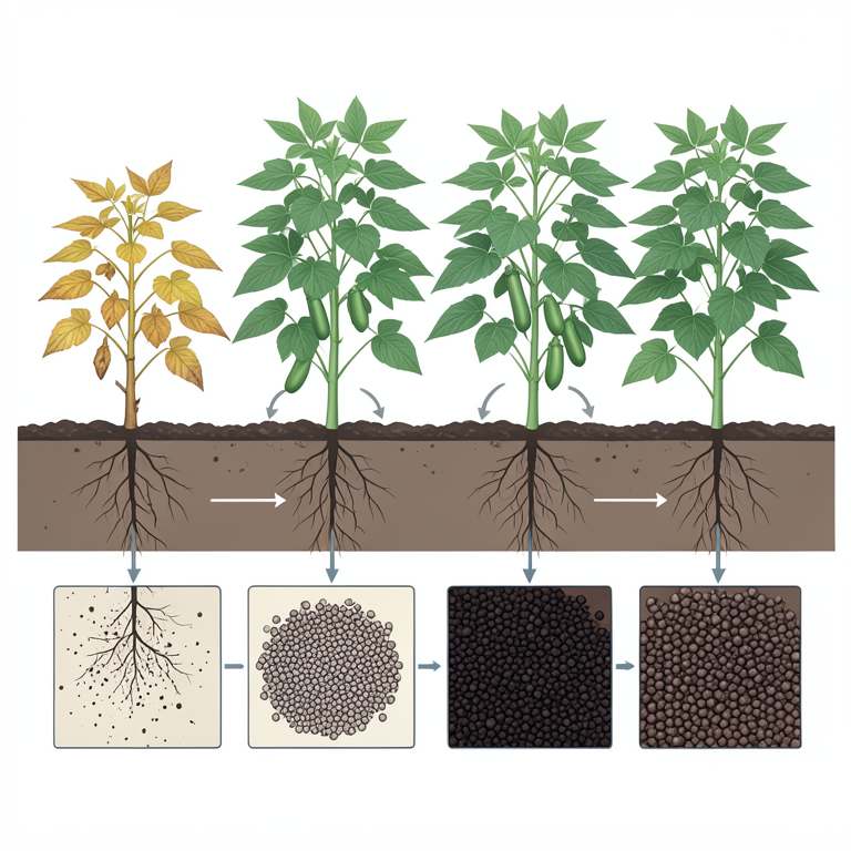 AI-generated conceptual illustration (groundnut plants (Arachis hypogaea) in soil). It explains the idea and does not show study data.