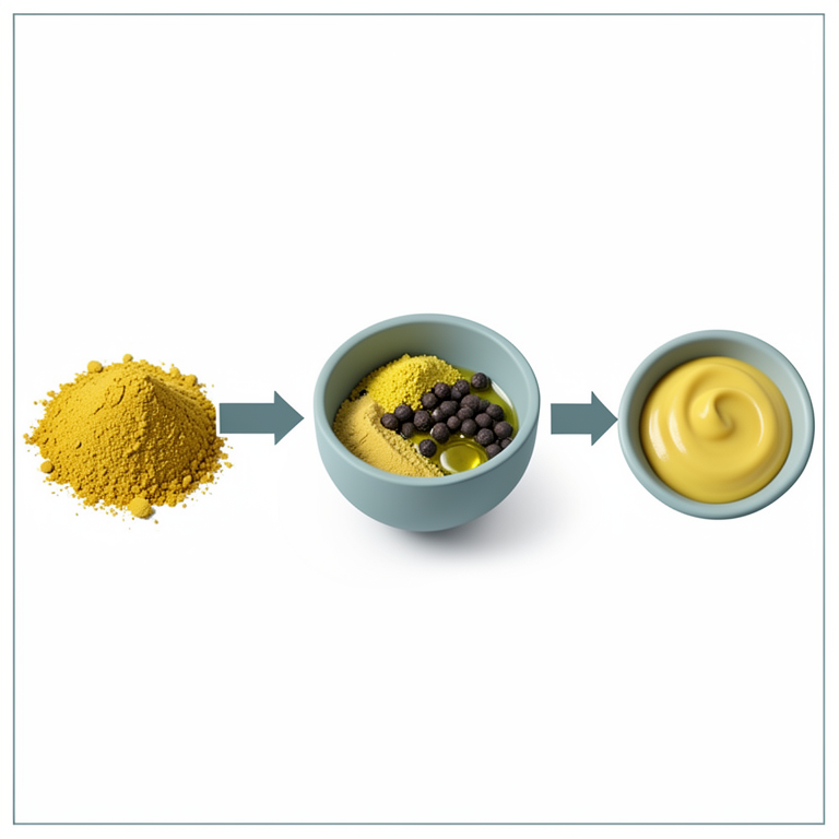 AI-generated conceptual illustration (turmeric powder, black pepper, and olive oil). It explains the idea and does not show study data.