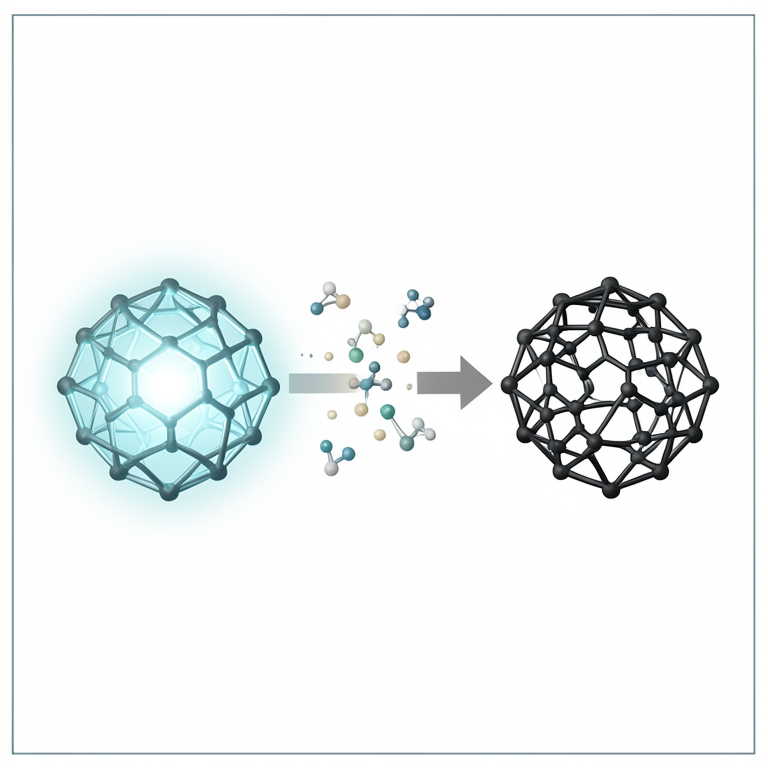 AI-generated conceptual illustration (Lanthanide-based metal-organic framework crystals and nitroaromatic molecules). It explains the idea and does not show study data.