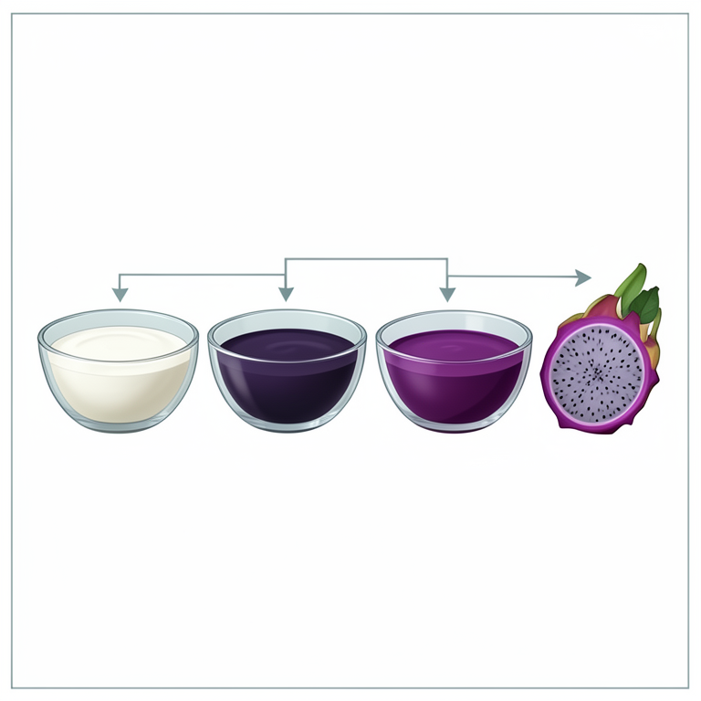 AI-generated conceptual illustration (purple dragon fruit (Hylocereus costaricensis) and yogurt). It explains the idea and does not show study data.