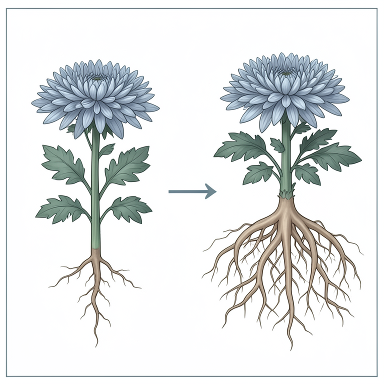 AI-generated conceptual illustration (chrysanthemum plants). It explains the idea and does not show study data.